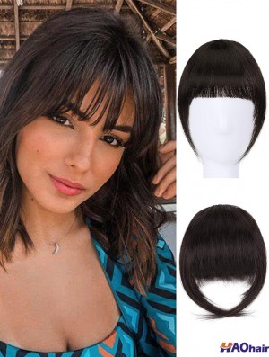 épingles à cheveux humains dans la frange véritable épingle à cheveux humains sur frange française avec clip de temple sur frange frange Hair chips pour femmes