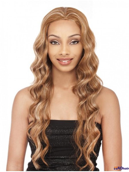 Cheveux Brésiliens Remy Ondulés Blonde Longue Douce 3/4 Perruques