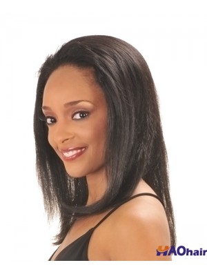 Perruque de cheveux humains Remy indienne droite capless longue noire