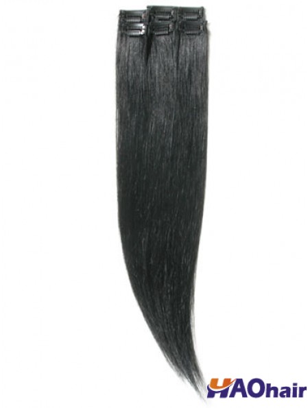 Incroyable pince à cheveux remy droite noire dans les extensions de cheveux
