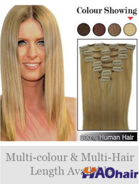 Élégante pince à cheveux humains blonde remy droite dans les extensions de cheveux