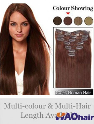 Coiffures Auburn Straight Remy Hair Clip dans les extensions de cheveux