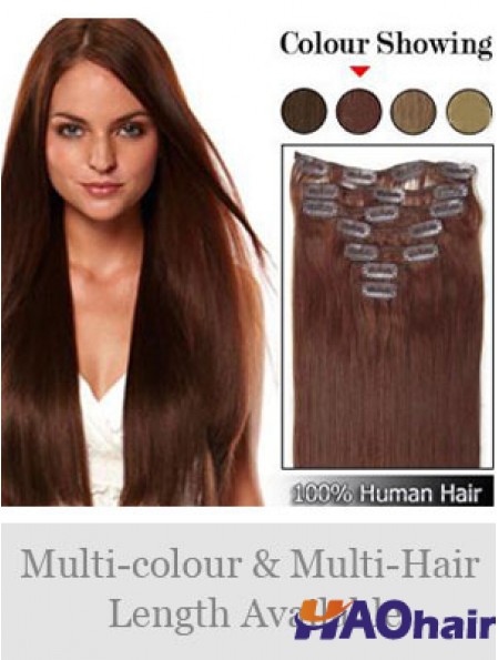 Coiffures Auburn Straight Remy Hair Clip dans les extensions de cheveux