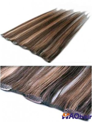 Clip de cheveux humains remy droit de haute qualité brun dans les extensions de cheveux