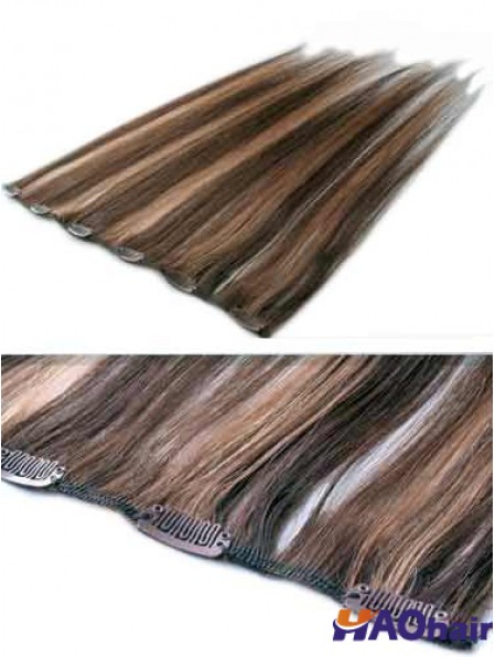 Clip de cheveux humains remy droit de haute qualité brun dans les extensions de cheveux