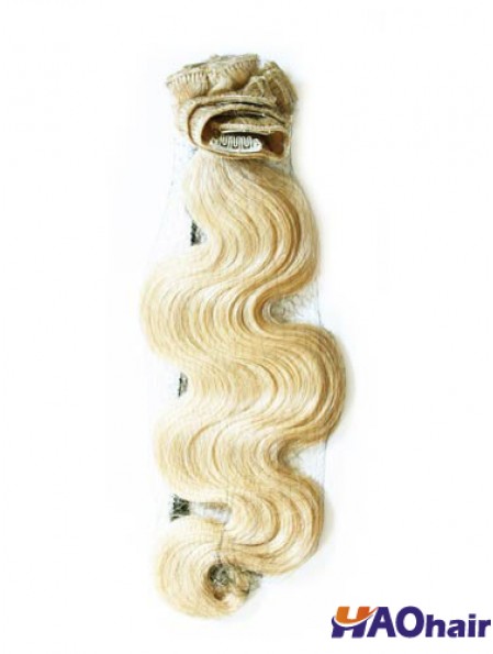 Pince à cheveux humains ondulée blonde élégante Remy dans les extensions de cheveux