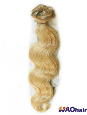 Bande de cheveux humains remy magnifique ondulée blonde dans les extensions de cheveux