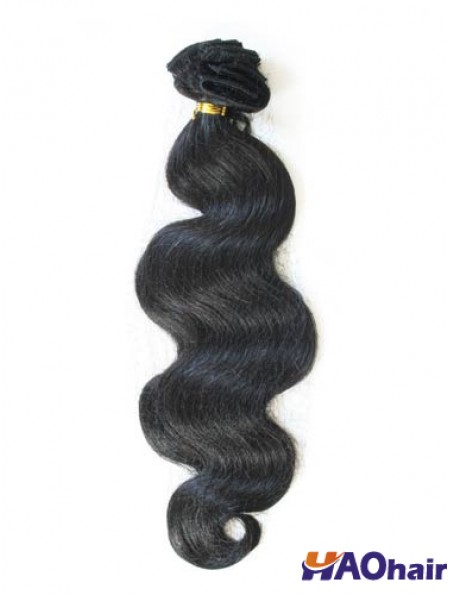Ruban dans les extensions de cheveux avec un style ondulé de couleur noire Remy