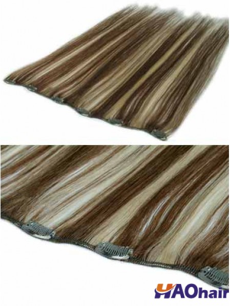 Extensions de cheveux Clip dans le style droit de couleur brune avec Remy
