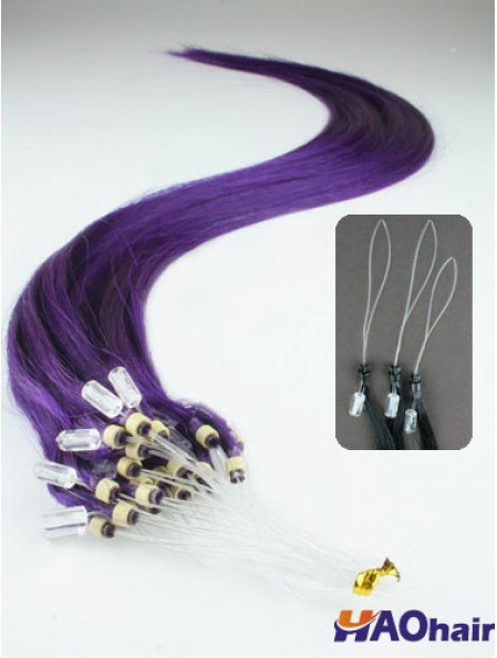 Rallonges de cheveux d'anneau de boucle micro droites noires naturelles