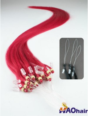 Extensions de cheveux d'anneau de boucle micro droite rouge de mode