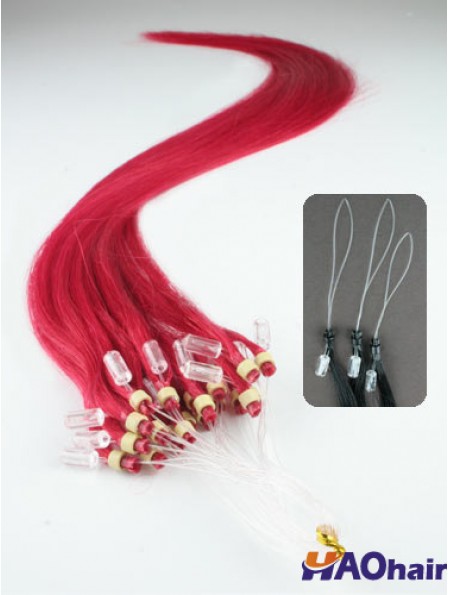 Extensions de cheveux d'anneau de boucle micro droite rouge de mode