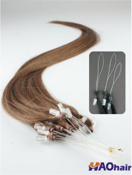 Extensions de cheveux d'anneau de micro boucle droite marron