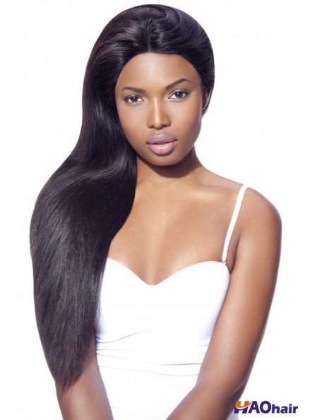 Frontales noires longues en dentelle droite