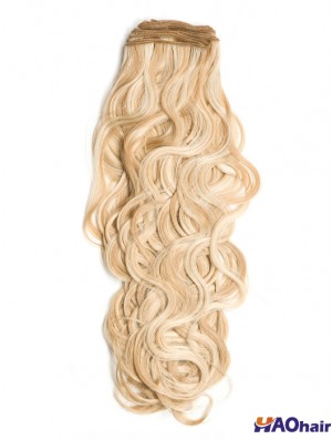 Extensions de trame élégantes blondes bouclées de cheveux humains Remy