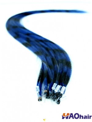 Rallonges de cheveux d'anneau de boucle droite noire micro durable