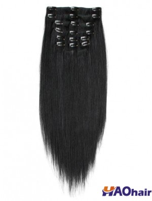 No-Fuss Black Remy Straight Hair Clip dans les extensions de cheveux