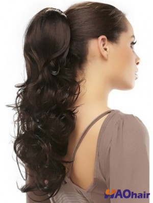 Clip sur queues de cheval couleur brune longue longueur Style ondulé