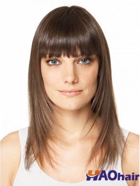Clip en postiches pour cheveux courts couleur brune Style droit