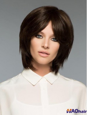 Perruques de cheveux humains remy courtes droites naturelles brunes