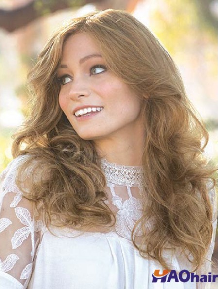 Blonde longue 16  inchsans frange perruques de cheveux humains modernes
