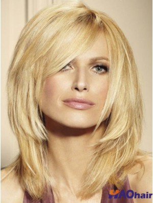 100% perruques de cheveux humains couleur blonde longueur d'épaule coupe en couches