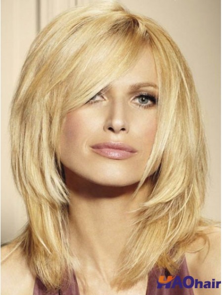 100% perruques de cheveux humains couleur blonde longueur d'épaule coupe en couches