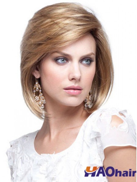 Cheveux humains Bob Perruques Longueur Chin Sans Capot Couleur Blonde Bobs Cut
