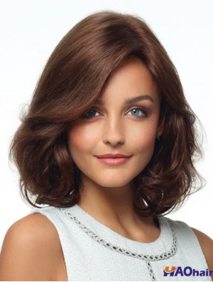 perruque de cheveux humains mi-longue pour femme