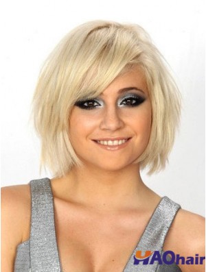 Bob Wigs UK 100% longueur de menton de style droit attaché à la main