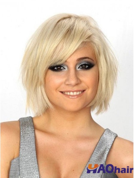 Bob Wigs UK 100% longueur de menton de style droit attaché à la main