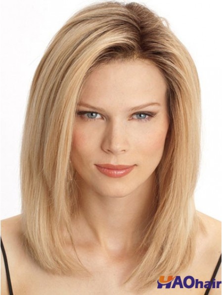 Perruques de cheveux humains monofilament pas cher Vente Longueur de l'épaule de couleur blonde