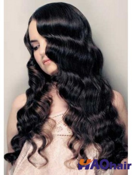 20  inchLace Front Long Black Curly Perruques de cheveux humains UK