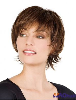 Perruque de cheveux humains de monofilament vente dentelle avec frange courte longueur avant