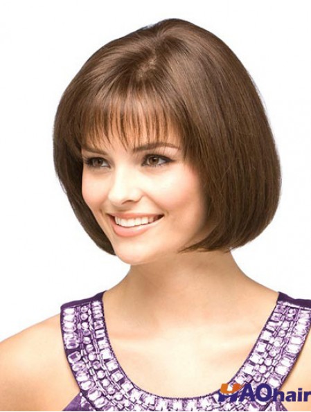 Perruques Bob Humaines Pas Cher Avec Longueur De Menton Monofilament Couleur Auburn
