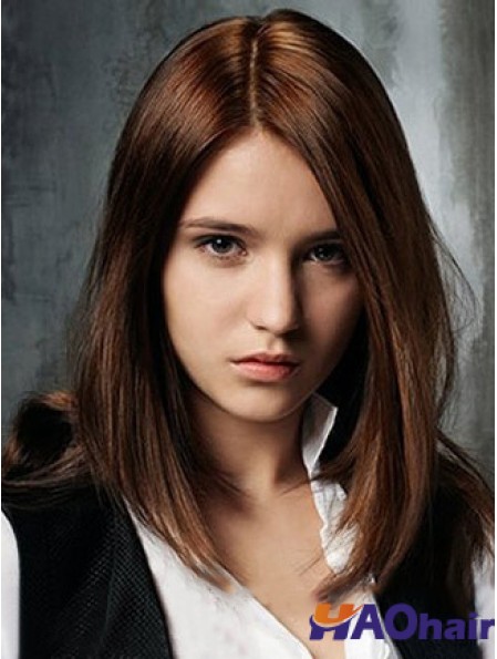 Cheveux droits droits Longueur d'épaule Style droit Couleur Auburn