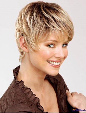 perruque courte blonde pour femme