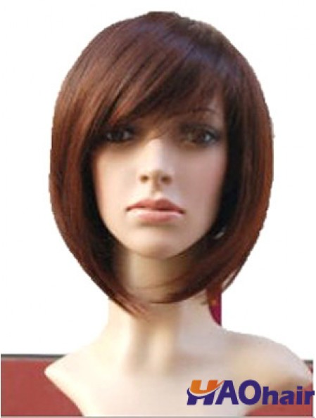 Auburn 10 pouces ondulé court Remy cheveux humains monofilament Bob perruques