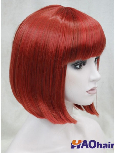 Longueur de menton de perruque avant de dentelle de cheveux humains avec une couleur rouge de frange