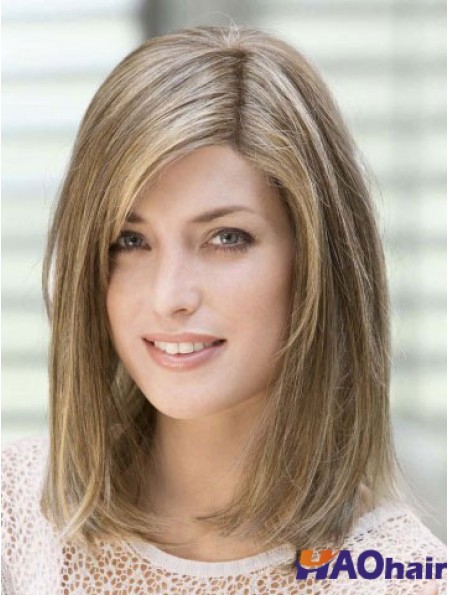 14 pouces de flexibilité blonde avec frange avant de lacet perruques de cheveux humains