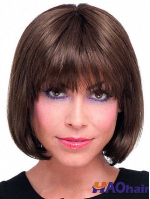 IncLace Frontable Auburn Straight Chin Longueur Remy Perruques en dentelle humaine