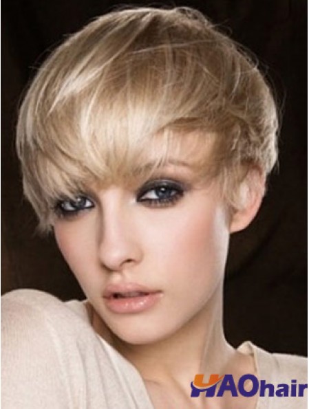 Perruque de cheveux humains blonde coupée en longueur