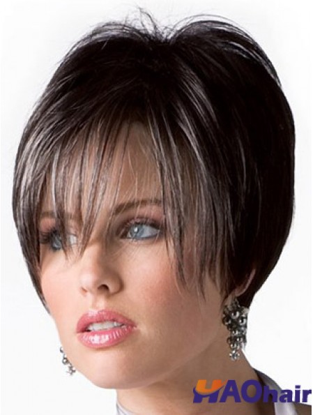 Boycuts Trendy Straight Brown Perruques de cheveux courts