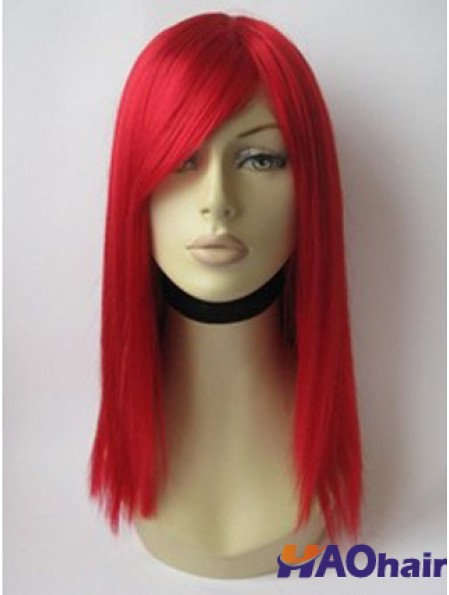 Perruque de cheveux humains rouge avec une longueur d'épaule Coulr rouge