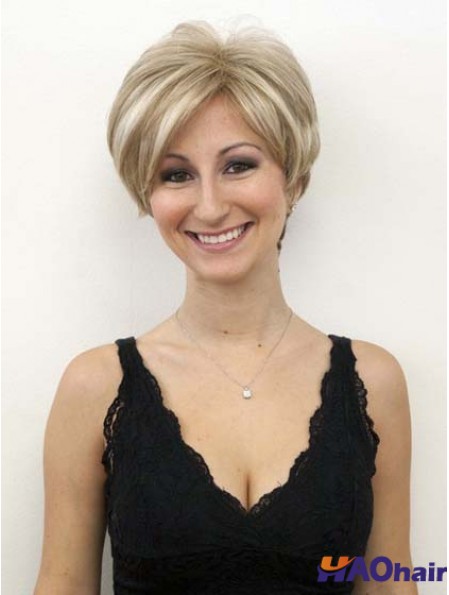 Perruques Blondes Avec Dentelle Avant Mono Style Ondulé Courte Longueur Bob Perruques de cheveux humains