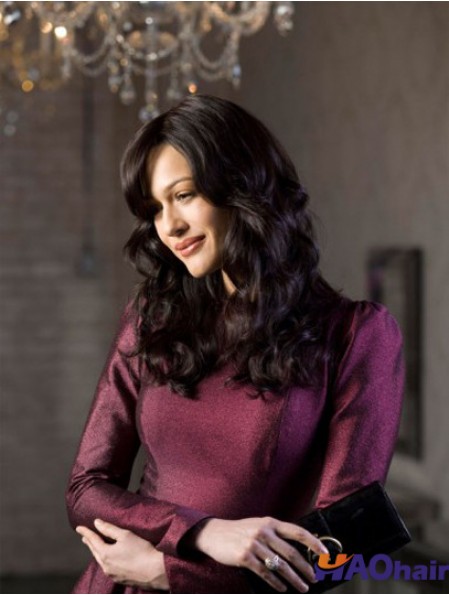 Full Lace Long Auburn Wavy Remy 14 pouces perruques pour femmes
