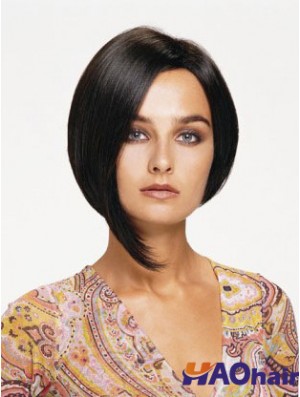 Lace Front Chin Longueur Straight Black Perruques Bob abordables