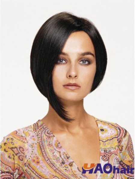 Lace Front Chin Longueur Straight Black Perruques Bob abordables