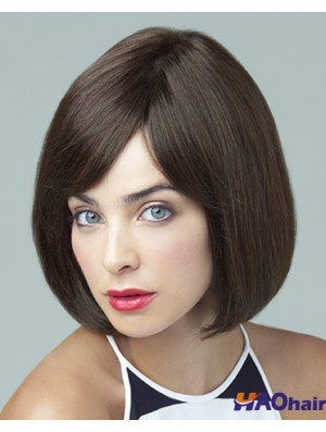 Perruques de monofilament de 10 pouces à large capuchon Remy Human Brown Bobs