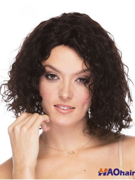 Cheveux brésiliens bouclés Longueur d'épaule de couleur brune